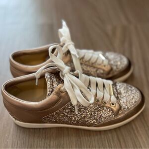 Jimmy Choo Rose Gold Miami Glitter Lace-up Ankle Trainers 37.5